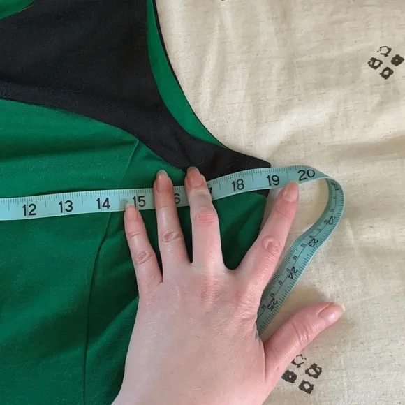 Double Zero black & Kelly green colorblock dress L - Picture 8 of 9